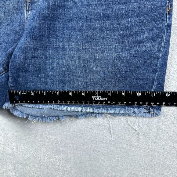 Seven 7 1964 Weekend Denim Shorts Raw Hem Mid Rise Womens Blue Size 12 - Picture 9 of 10